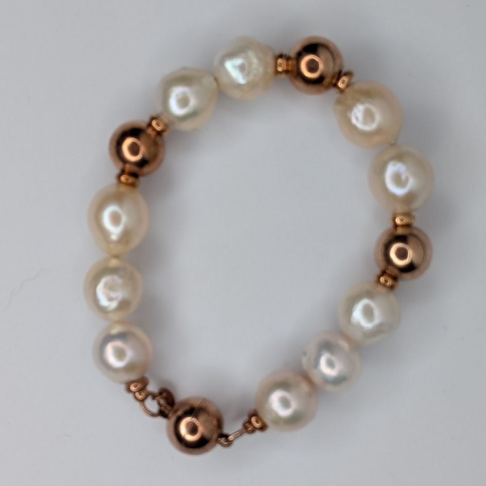 Honora Pearl Bracelet Baroque Large Freshwater Pearls Sterling Silver 925 Pouch - Picture 3 of 9